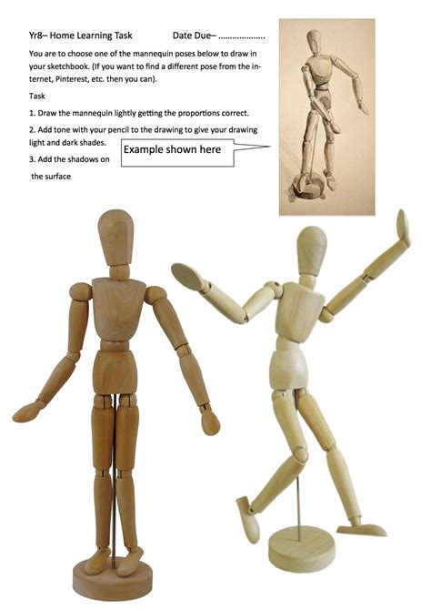 Yr8 Mannequin Drawing Task Mannequin Drawing Artist Mannequin