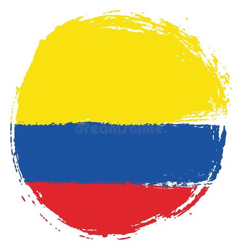 Colombia Circle Flag Vector Hand Painted With Rounded Brush Stock