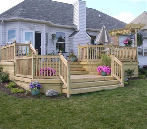 Wood Deck For The Backyard Multi Level Gives It A Great