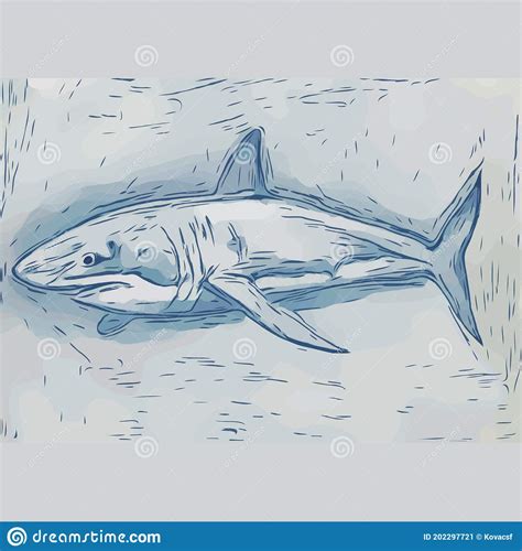 Shark Vector Illustration Hand Drawn Sketch Of Shark Swimming