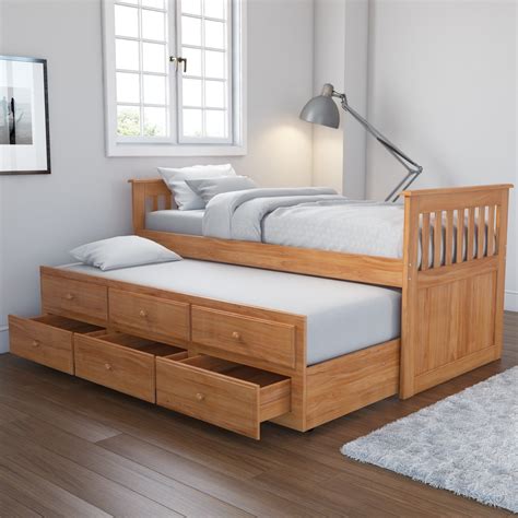 Oxford Captains Guest Bed With Storage In Pine Trundle Bed Included