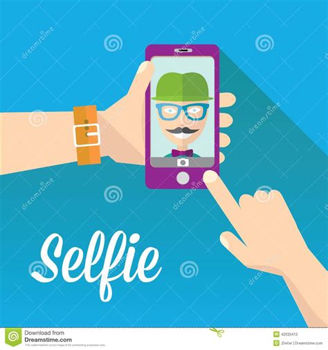 Taking Selfie Photo On Phone . Vector Illustration Stock Vector - Illustration of cute, graphic ...
