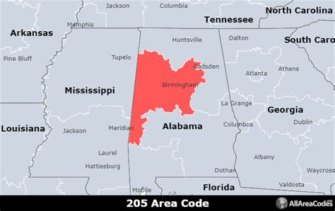 205 Area Code Location Map Time Zone And Phone Lookup