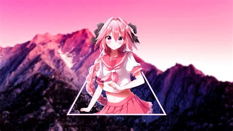 Astolfo With Mountain And Pink Sky Background 4k Hd Astolfo Wallpapers