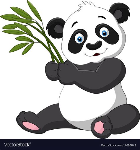 Cute Panda Holding Bamboo Royalty Free Vector Image