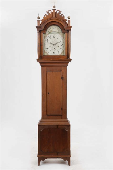 Lot A Federal Walnut Tall Case Clock Silas Hoadley 1786 1870 Plymouth Connecticut First