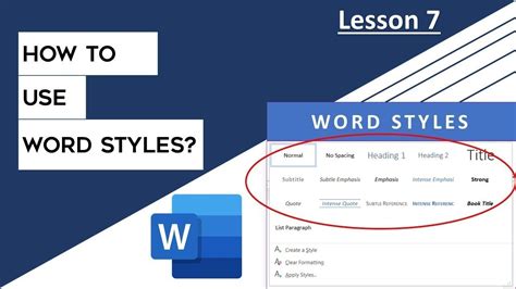 How To Use Styles In Microsoft Word Lesson 7 The Teacher