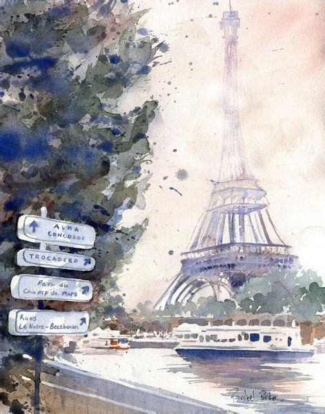 Giclee Paris Eiffel Tower Art France Watercolor Painting La Tour Eiffel