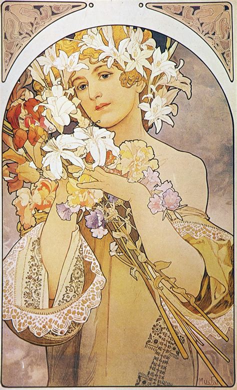Art Nouveau Print Named Flower By Alphonse Mucha 1897 Etsy Uk