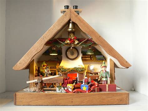 Santas Workshop Miniature Dolls House Hand Made With Carved Elves