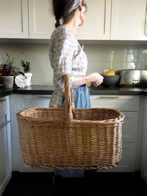 On Hold French Oval Wicker Market Basketlarge Handled Picnic Etsy