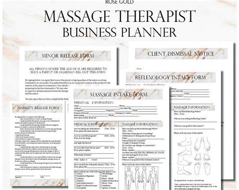 Massage Therapist Business Planner Massage Consent Forms Etsy