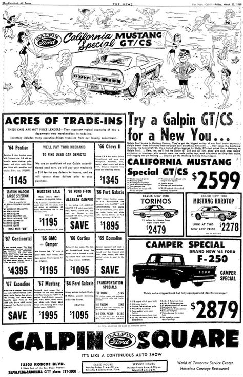 1968 California Special Mustang Newspaper Ads