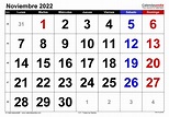 Calendario Noviembre 2022 Para Imprimir