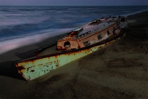 Beached Boat At Night Outer Banks Photograph By Dan Carmichael Fine