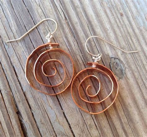 Artisan Copper Spiral Earrings On Etsy Spiral Earrings