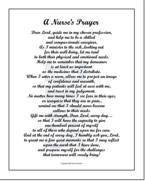 A Nurses Prayer Digital Download Nurse Poem Print Etsy
