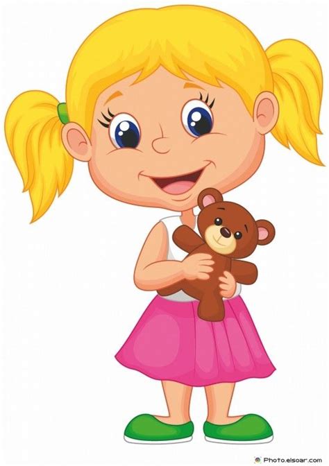 Little Girl Holding Bear Stuff Kids Clip Art Funny Clipartix