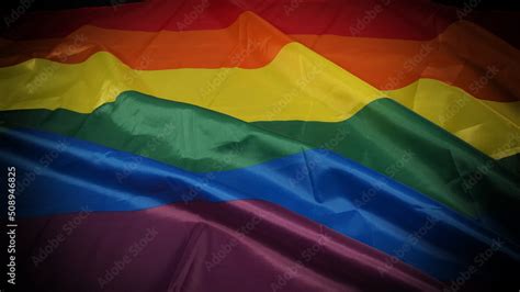 Lgbtq Pride Flag On Black Background Lgbt Rainbow Flag In Gay Hand