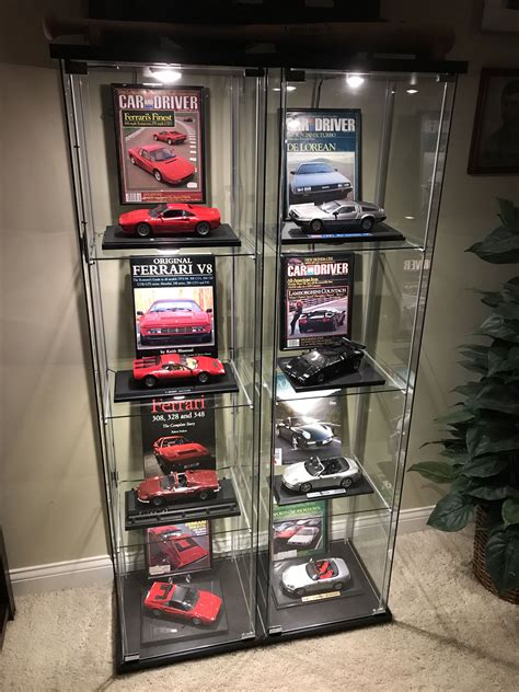 Ikea Detolf Display Case Lighted With Model Car Collection Display