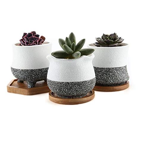 T4u 35 Inch Ceramic Succulent Cactus Planters Set Of 3 Korean Style