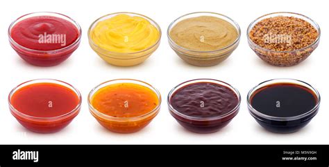 Different Sauces Isolated On White Background Stock Photo Alamy