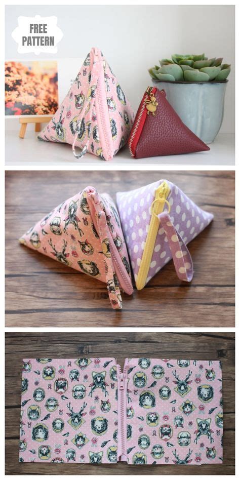 Diy Triangle Zipper Pouch Free Sewing Pattern And Tutorial Sewing