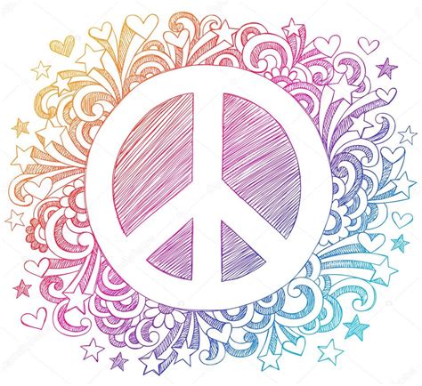 Pics Peace Symbol Hand Drawn Psychedelic Groovy Peace Sign — Stock