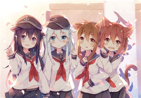 Hibiki Inazuma Ikazuchi And Akatsuki Kantai Collection Drawn By