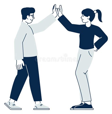 People Giving High Five Friendly Hand Gesture Stock Illustration