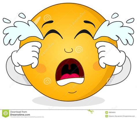 Sad Crying Smiley Emoticon Character Stock Vector