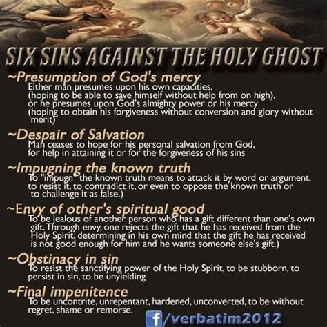 Sins Against The Holy Ghost Catholic Prayers Holy Spirit Catholic