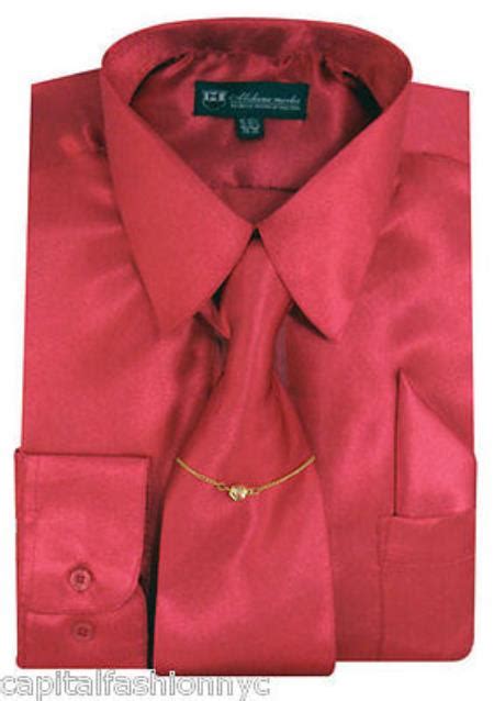 Classic Mens Satin Dress Shirt Set W Tie And Handkerchief