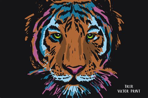 Tiger Vector Print Illustrations Creative Market
