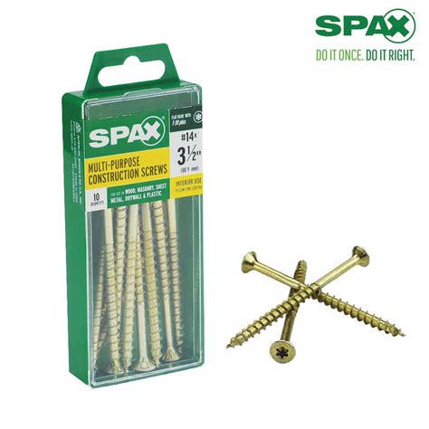 Spax 14 X 3 12 In T Star Drive Flat Head Partial Thread Yellow Zinc