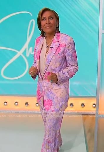 Wornontv Robin Roberts’ Pink Floral Blazer And Pants On Sherri Clothes And Wardrobe From Tv