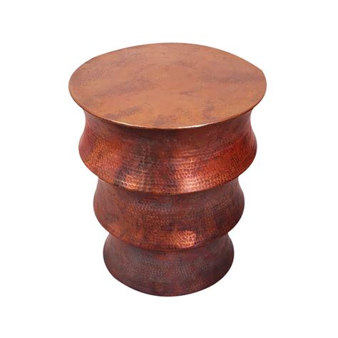 Buy Wooden Copper Drum Side Table At Online Furniture Store In India