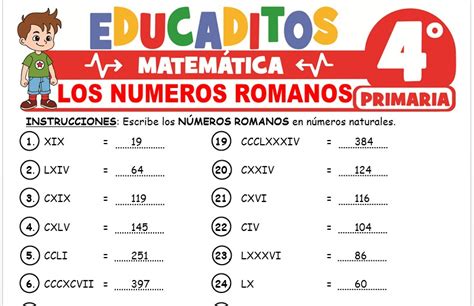 Los N Meros Romanos Para Cuarto De Primaria Educaditos Com