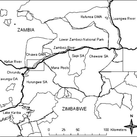 The Lower Zambezi Valley The Study Site Is Depicted By The Rectangle
