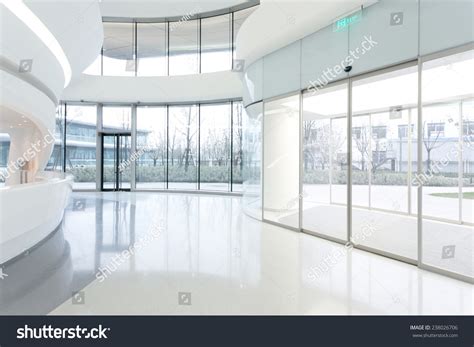 Stock Photo Futuristic Modern Office Building Interior In Urban City