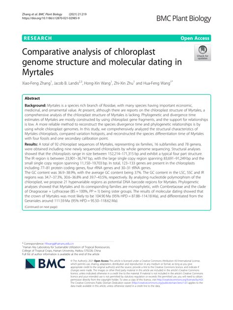 Pdf Comparative Analysis Of Chloroplast Genome Structure And