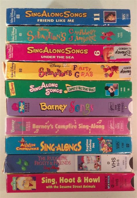 Sing Along Songs Vhs Lot Of 10 Walt Disney Barney Alvin And The