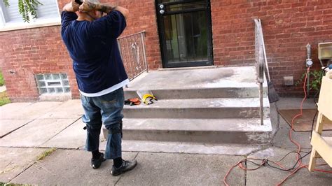 Taking paint off concrete steps - YouTube