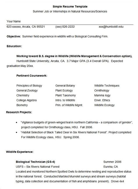 Use these resume examples to build your own resume using online resume builder by hiration. Simple Resume Template - 47+ Free Samples, Examples ...