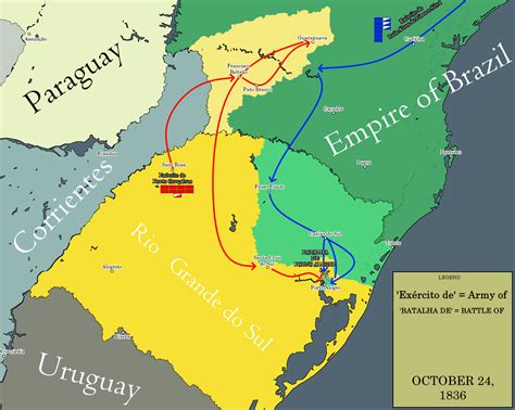 Movements In The War Between Rio Grande Do Sul And The Empire Of Brazil Before Battle Of Porto