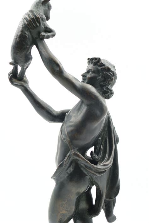 Bronzeanciensculpturegrand Tourfaune Au Chevreaunucharles