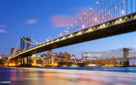 Manhattan And Brooklyn Bridge New York City Us High Res