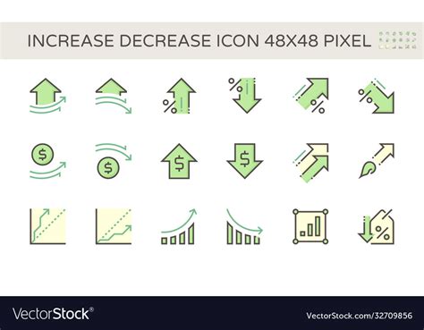 Increase Decrease And Arrow Icon Set Design Vector Image