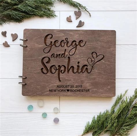 Personalized Guest Book Rustic Wedding Guest Book Wood Custom Engraved Guest Book Wedding Album