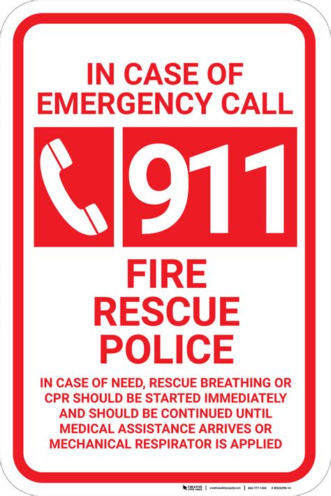 In Case Of Emergency Call 911 With Icon Portrait Wall Sign Creative